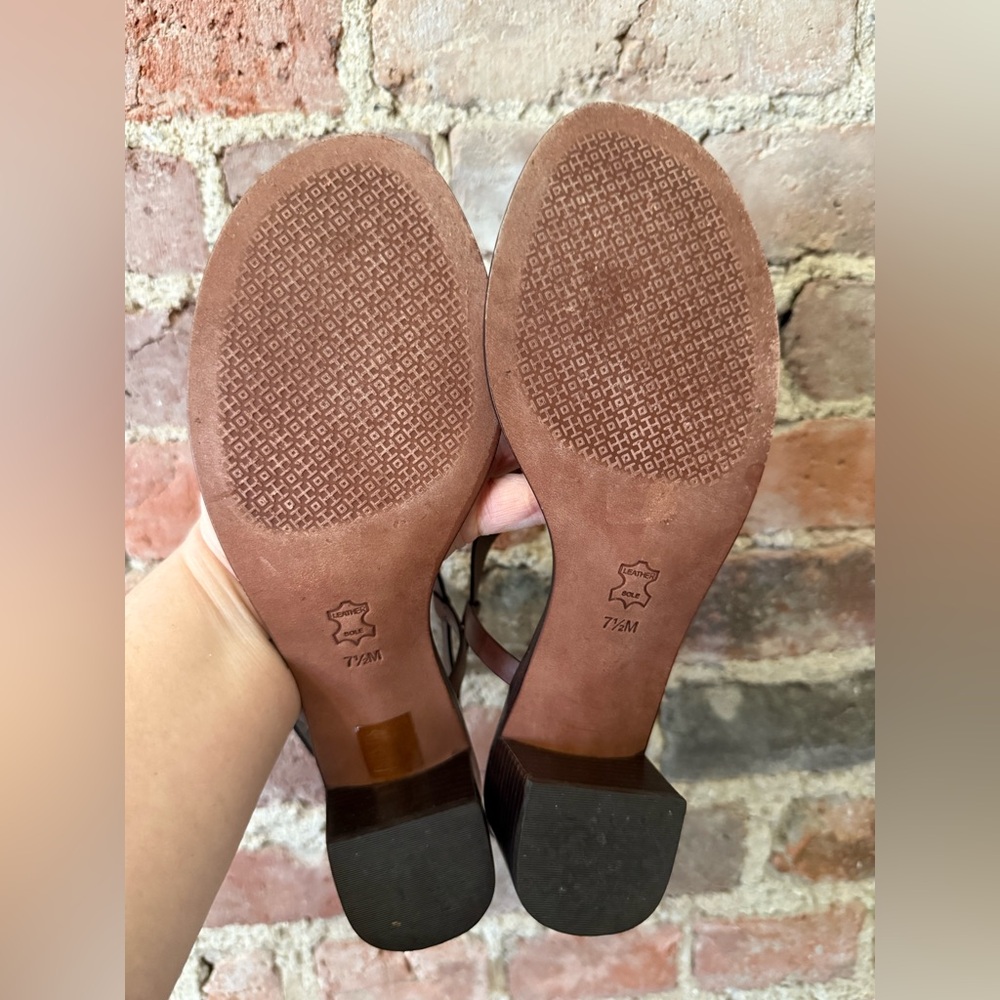 Tory Burch Designer Brown Leather Sandals - Size 7 1/2 - Picture 4 of 4